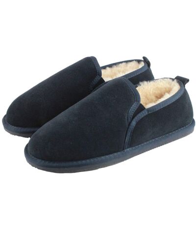 Mens avi sheepskin hard sole slippers navy Eastern Counties Leather