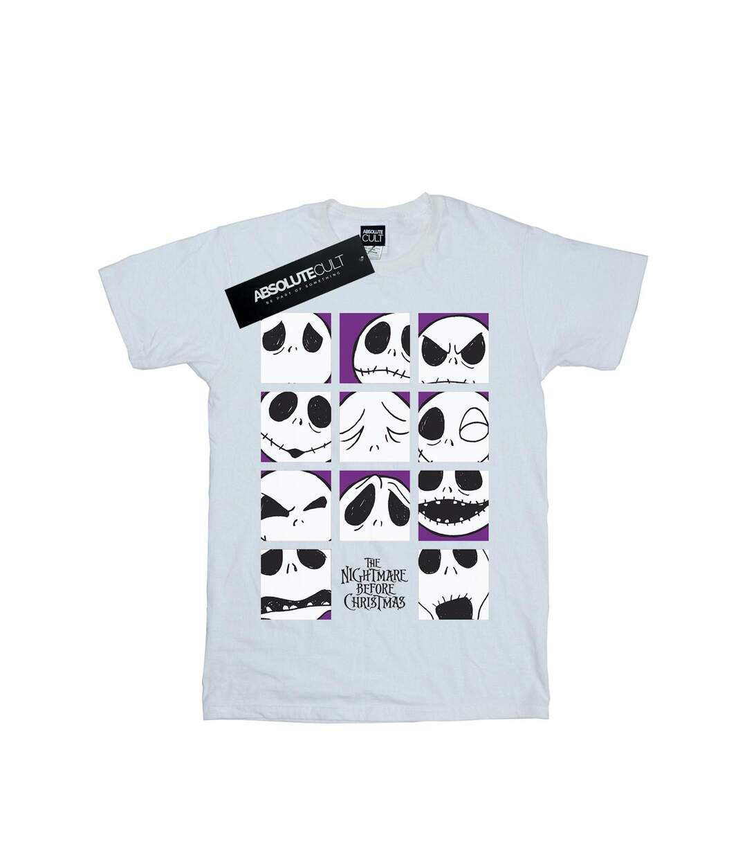 Disney Womens/Ladies Nightmare Before Christmas Many Faces Of Jack Squares Coton Boyfriend T-Shirt (Blanc) - UTBI41526-1
