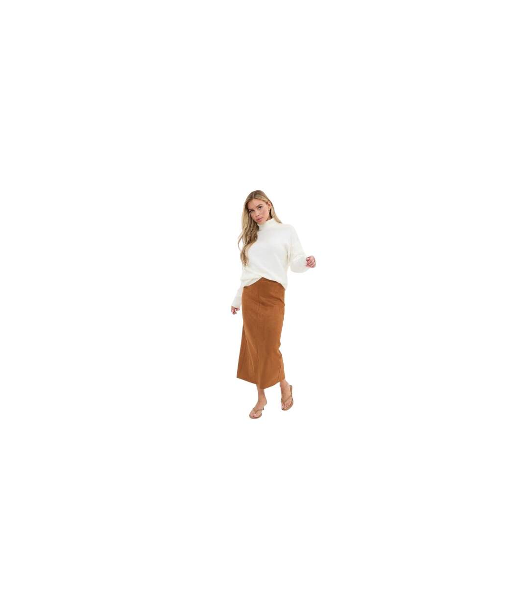 Jupe Mi-longue Femme Marron I Saw It First-1