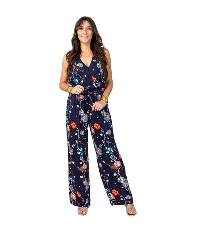 Combi Pantalon ethnique chic MINDY bleu marine Coton Du Monde