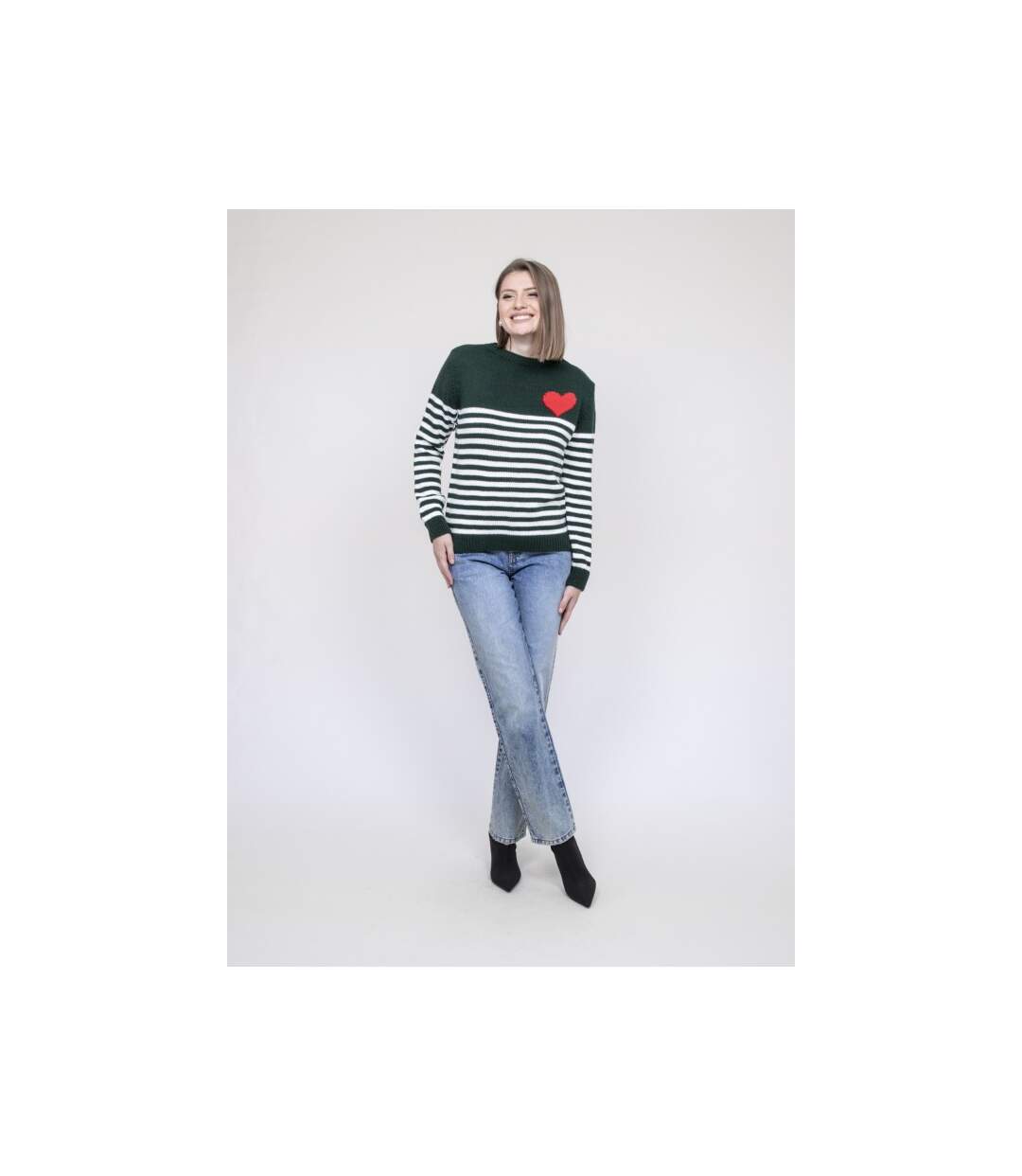 Pull col rond rayures KAROLE - Dona X Lisa-4