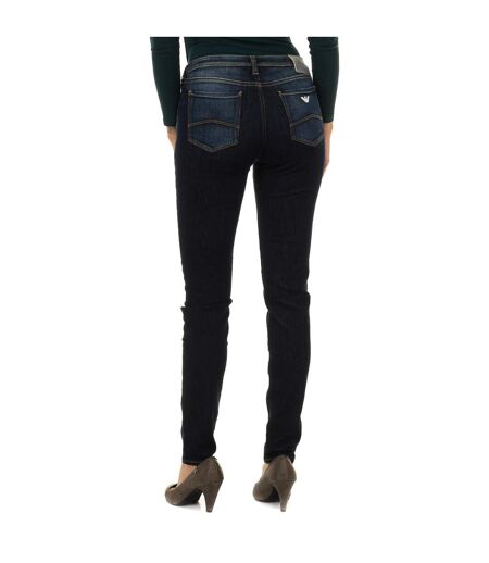 Women's long worn effect denim pants 3Y5J28-5D1PZ