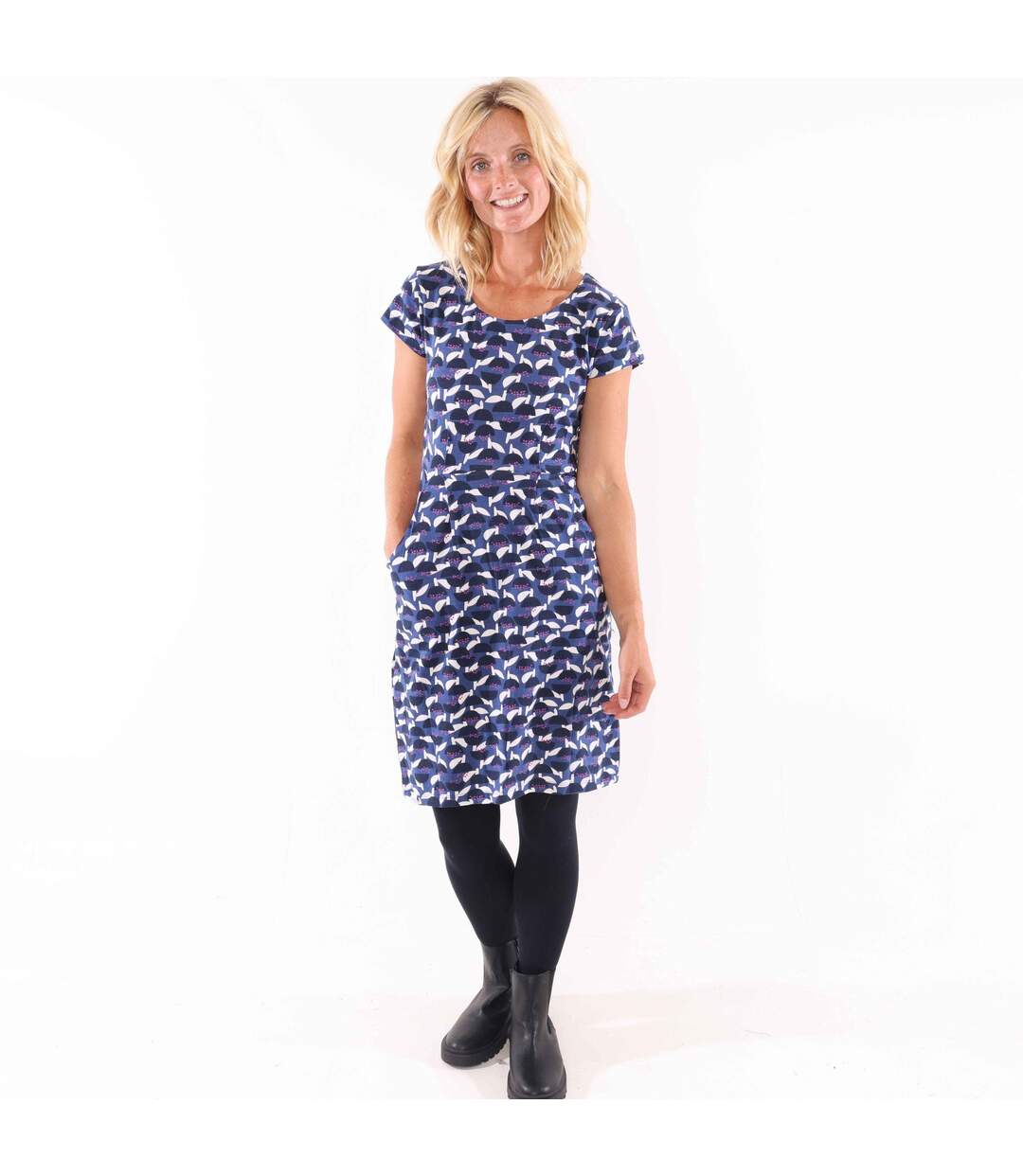 Robe Mancherons Motif/style Tige Femme Bleu Lazy Jacks-3