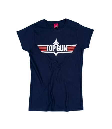 Womens/ladies Iceman Back Print Fitted T-shirt Blue Top Gun