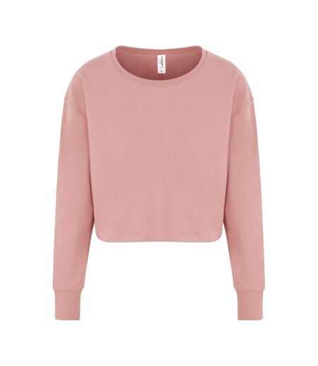 AWDis Hoods Womens/Ladies Cropped Sweatshirt (Dusty Pink)