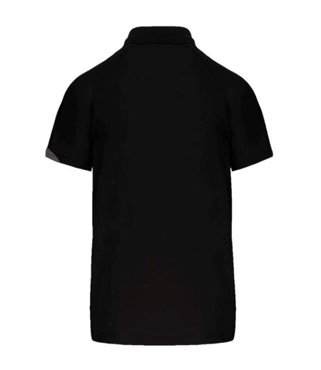 Kariban Proact Mens Short Sleeve Quick Dry Polo Shirt (Black/ White/ Storm Grey)