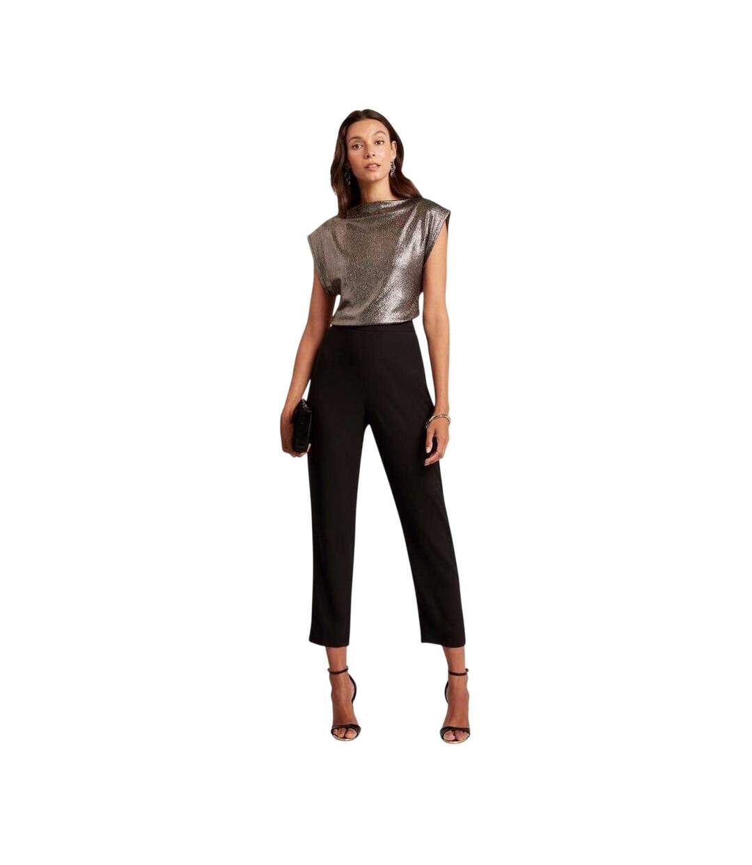 Womens/ladies Jjesca Metallic Top Charcoal Ted Baker-1