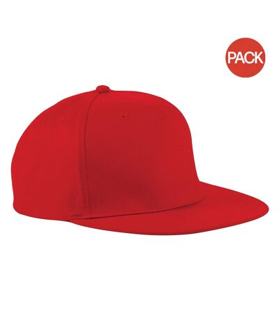 Beechfield Unisex 5 Panel Retro Rapper Cap (Pack of 2) (Classic Red) - UTRW6724