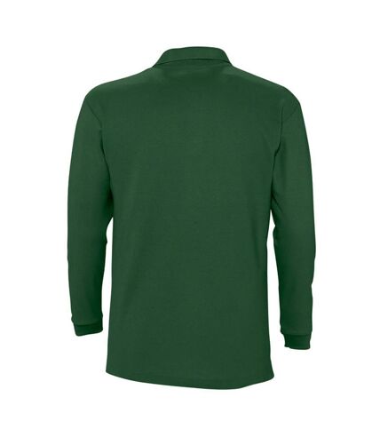 SOLS Mens Winter II Long Sleeve Pique Cotton Polo Shirt (Golf Green)