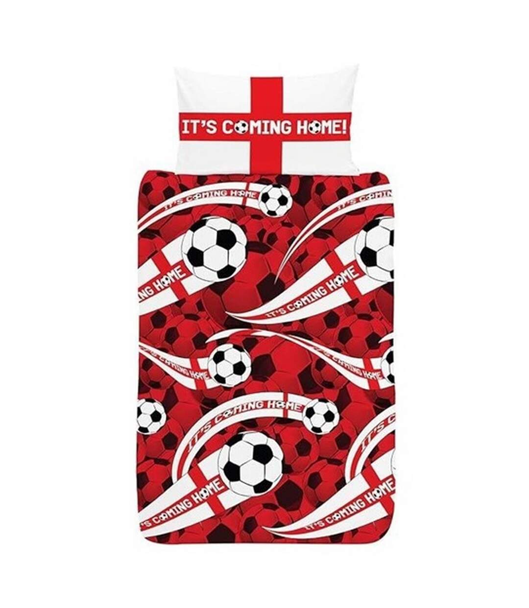 Its Coming Home Reversible Duvet Set Red Black White England Football-1