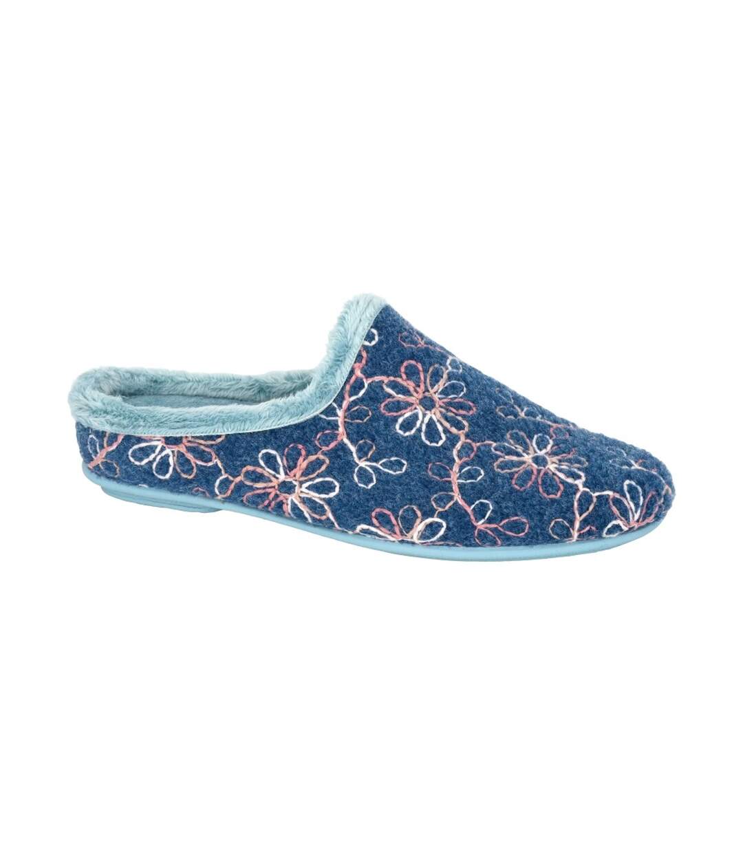Chaussons Mules Motif/style Fleur Eloise Femme Bleu Sleepers-1