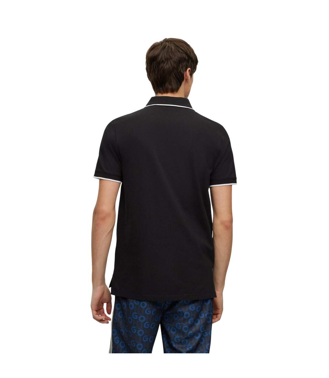 Mens Logo Ribbed Polo Shirt Black Hugo-4