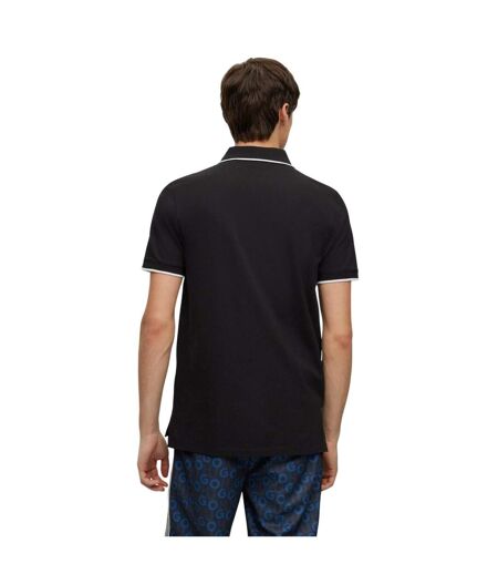 Mens Logo Ribbed Polo Shirt Black Hugo