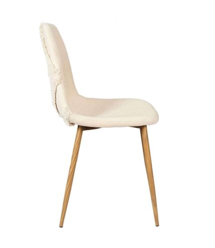 Chaise Faro tissu et pieds métal imitation bois - Beige