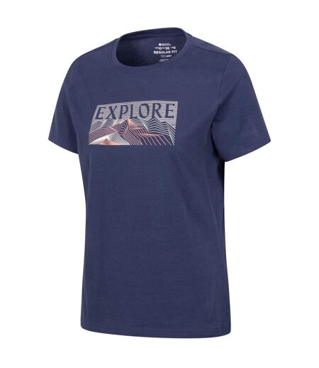 T-shirt Régulier Femme  Explore Coton Anti-uv Bleu Marine Mountain Warehouse