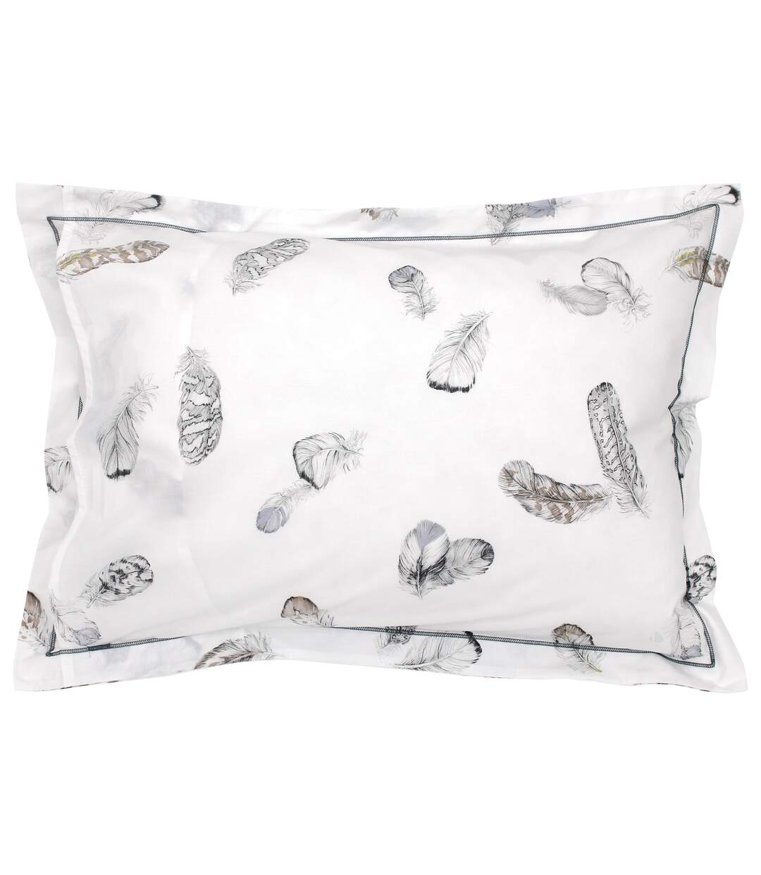Taie d'oreiller percale pur coton PLUMES-3