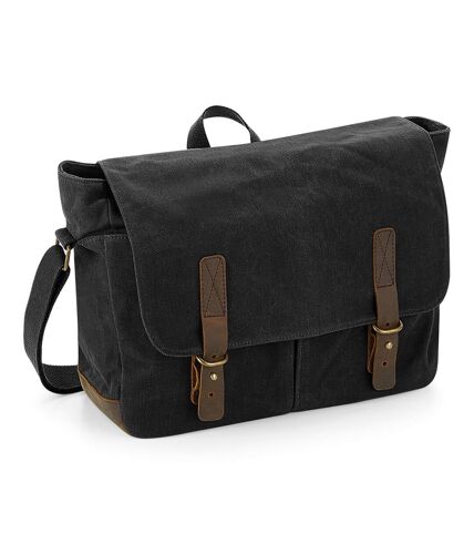 Heritage waxed canvas messenger bag one size black Quadra