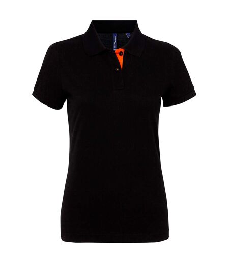 Asquith & Fox Womens/Ladies Short Sleeve Contrast Polo Shirt (Black/ Orange) - UTRW5353