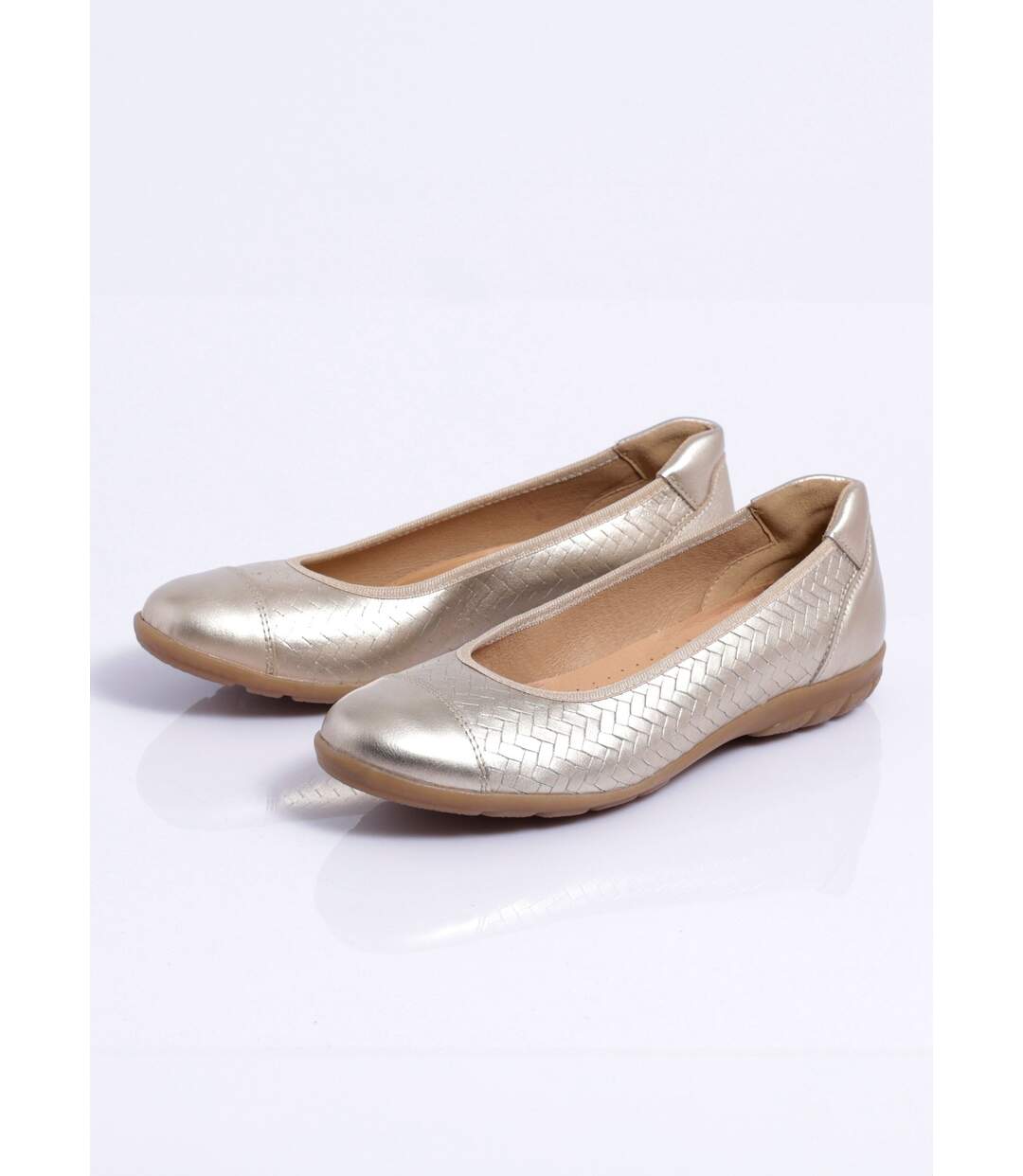 Ballerine cuir imprimé effet tressé largeur confort-4