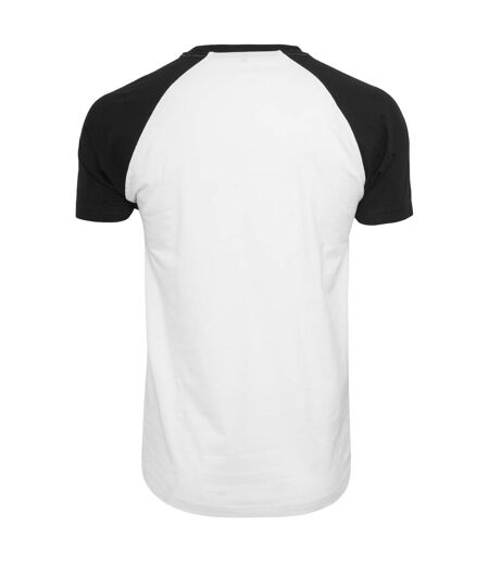 T-shirt Manches Raglan Motif/style Contrasté Adulte Blanc Noir Build Your Brand