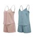 OZABI Pack 2 Pyjamas Courts Femme, Débardeur Satiné et Short 2 Poches-1