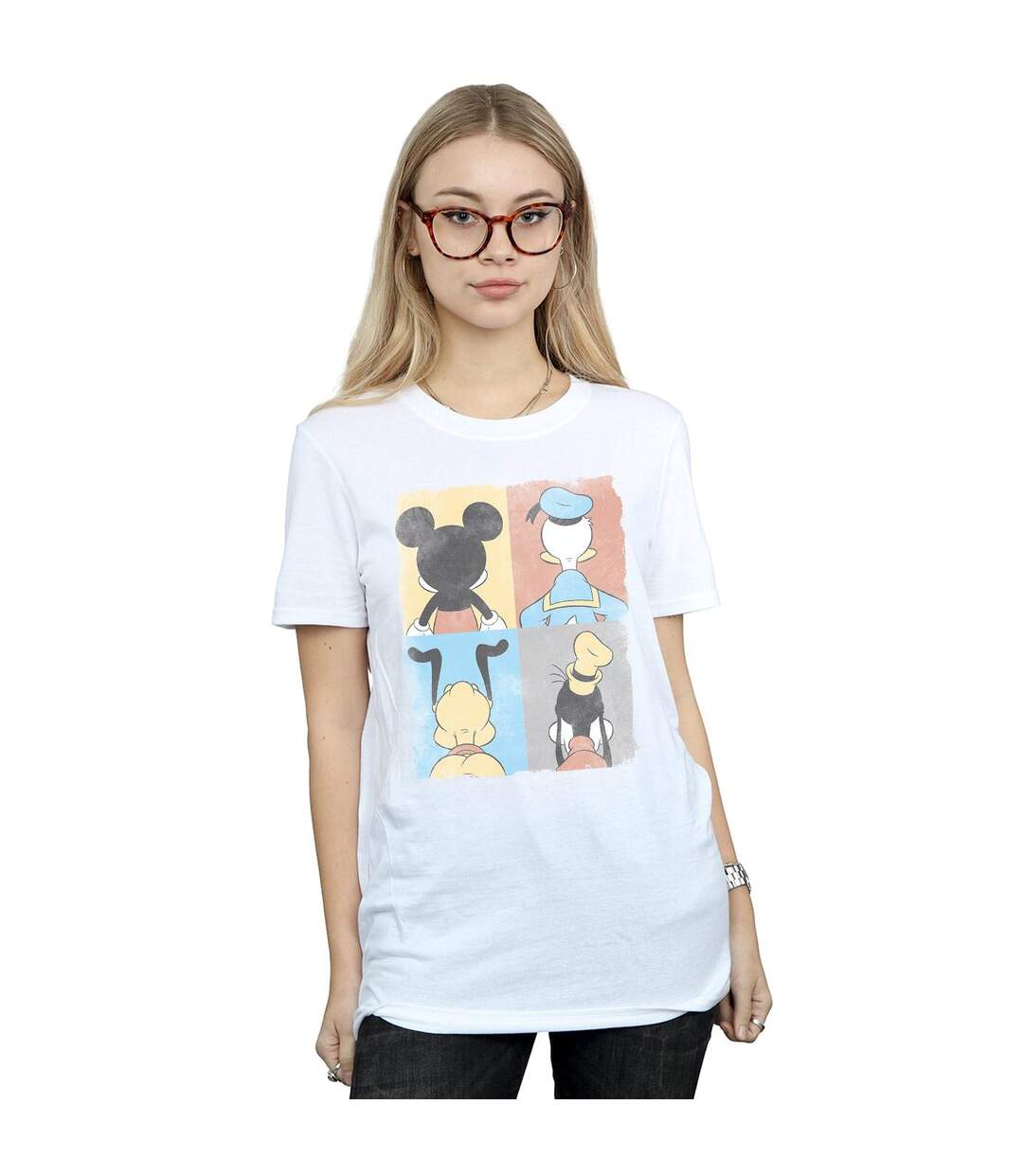 Disney Femme/Ladies - Mickey Mouse Four Backs - T-shirt boyfriend en coton (Blanc) - UTBI35924-2