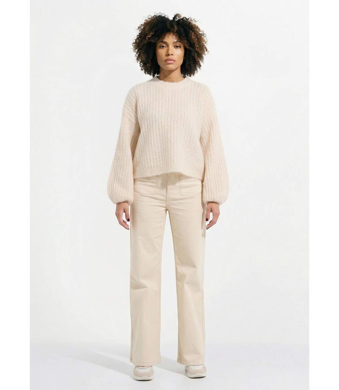 Pull maille loose, manches bouffantes-3