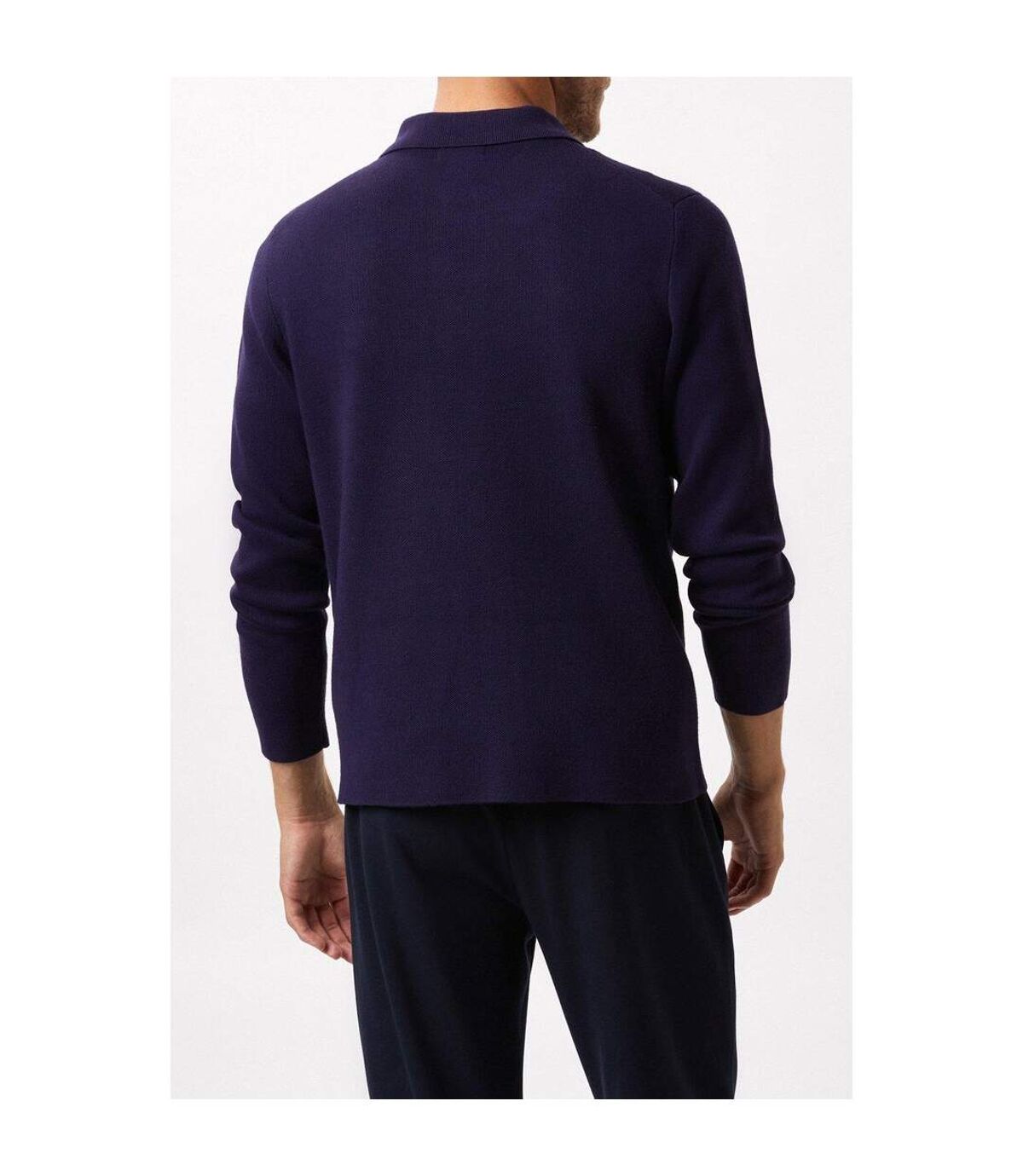 Burton Mens Premium Knitted Polo Neck Cardigan (Navy)