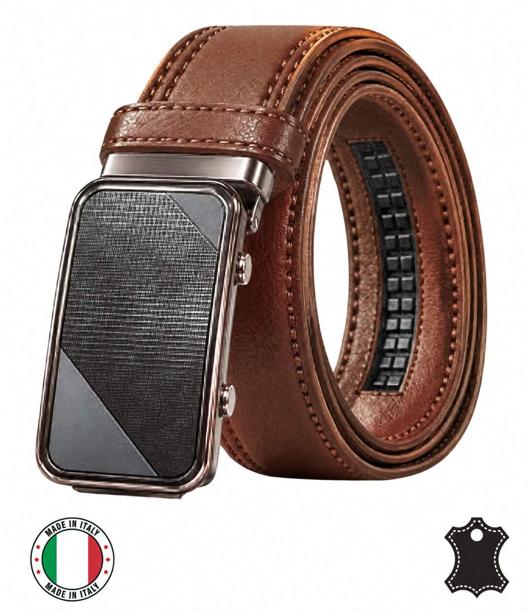 Ceinture homme cuir marron - Boucle automatique - Sophistication et confort-2