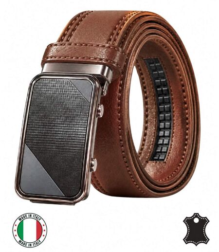 Ceinture homme cuir marron - Boucle automatique - Sophistication et confort