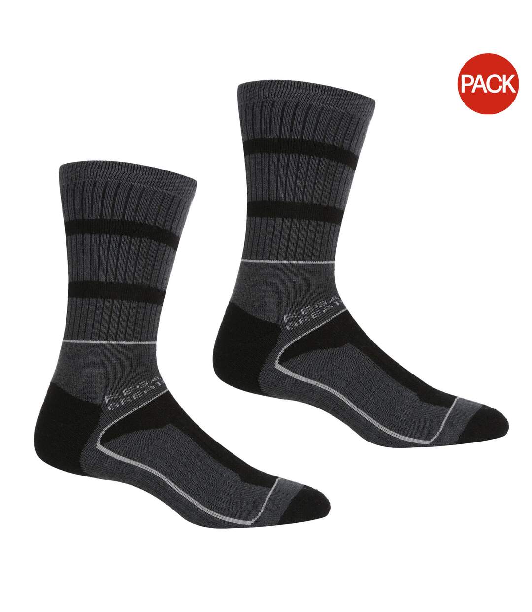 Pack of 2  Mens samaris 3 season socks  black/dark steel Regatta-1