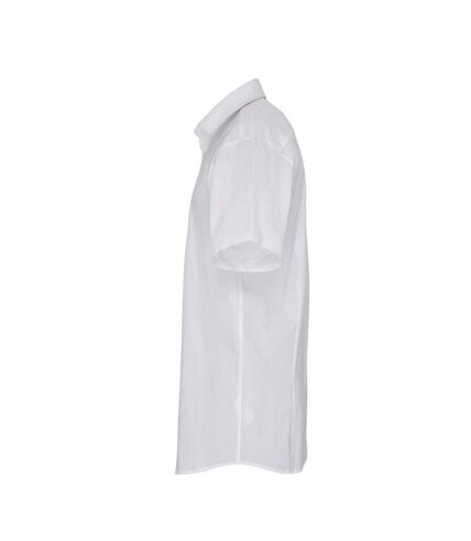 Premier Mens Poplin Stretch Short-Sleeved Shirt (White)
