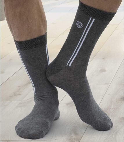 Pack of 4 Pairs of Men's Pattened Socks - Black Grey