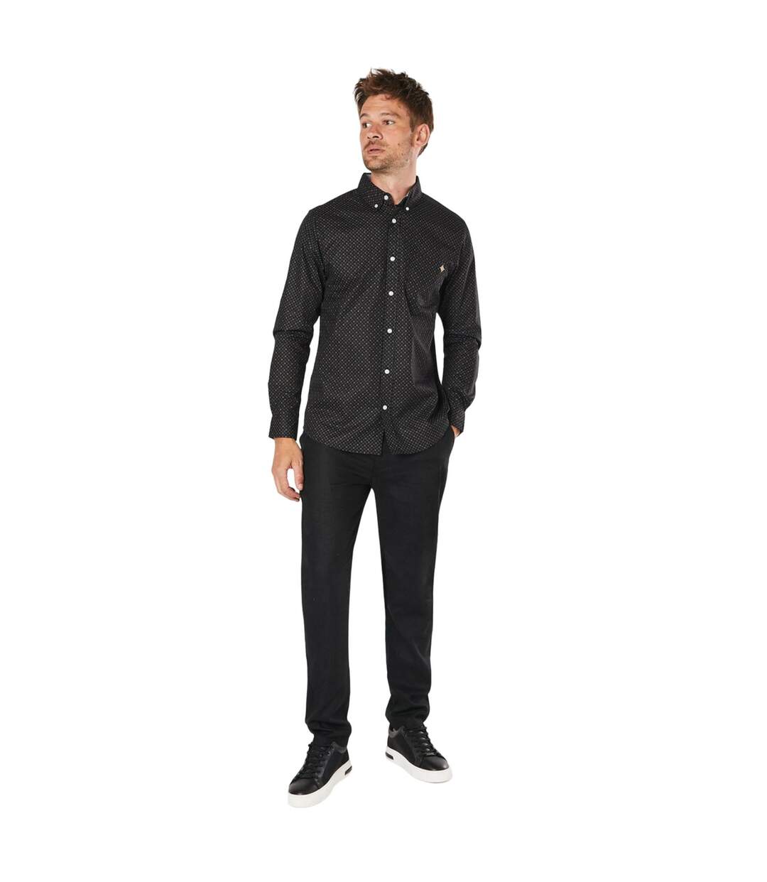 Mens geo sphere long-sleeved shirt black Maine