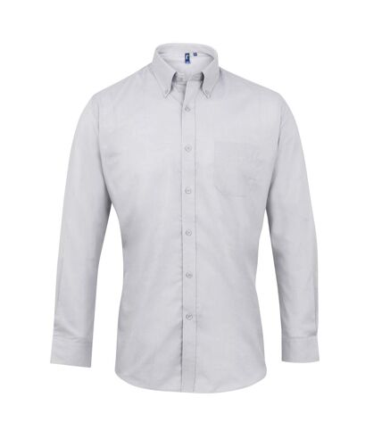 Premier Mens Signature Oxford Long Sleeve Work Shirt (Silver) - UTRW2816