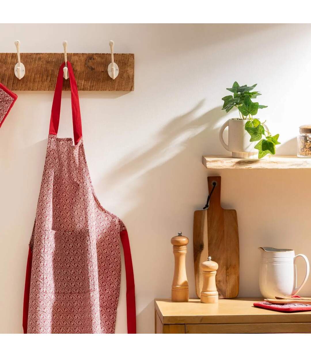 Tablier de Cuisine Imprimé Olia 80cm Rouge-3