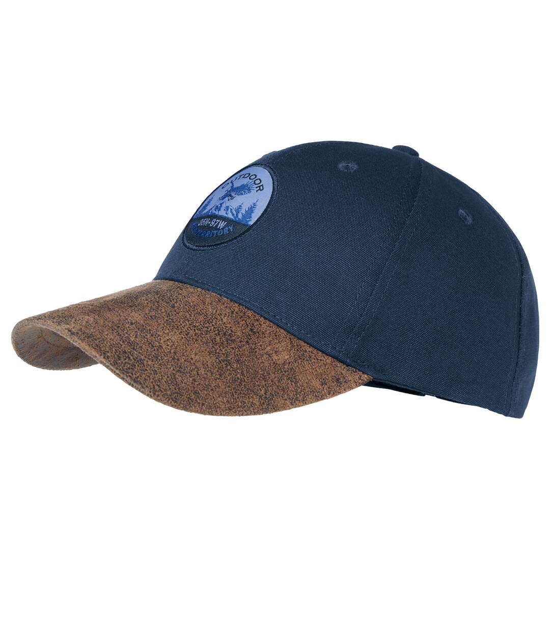 Men's Navy & Brown Dual Material Baseball Cap-2