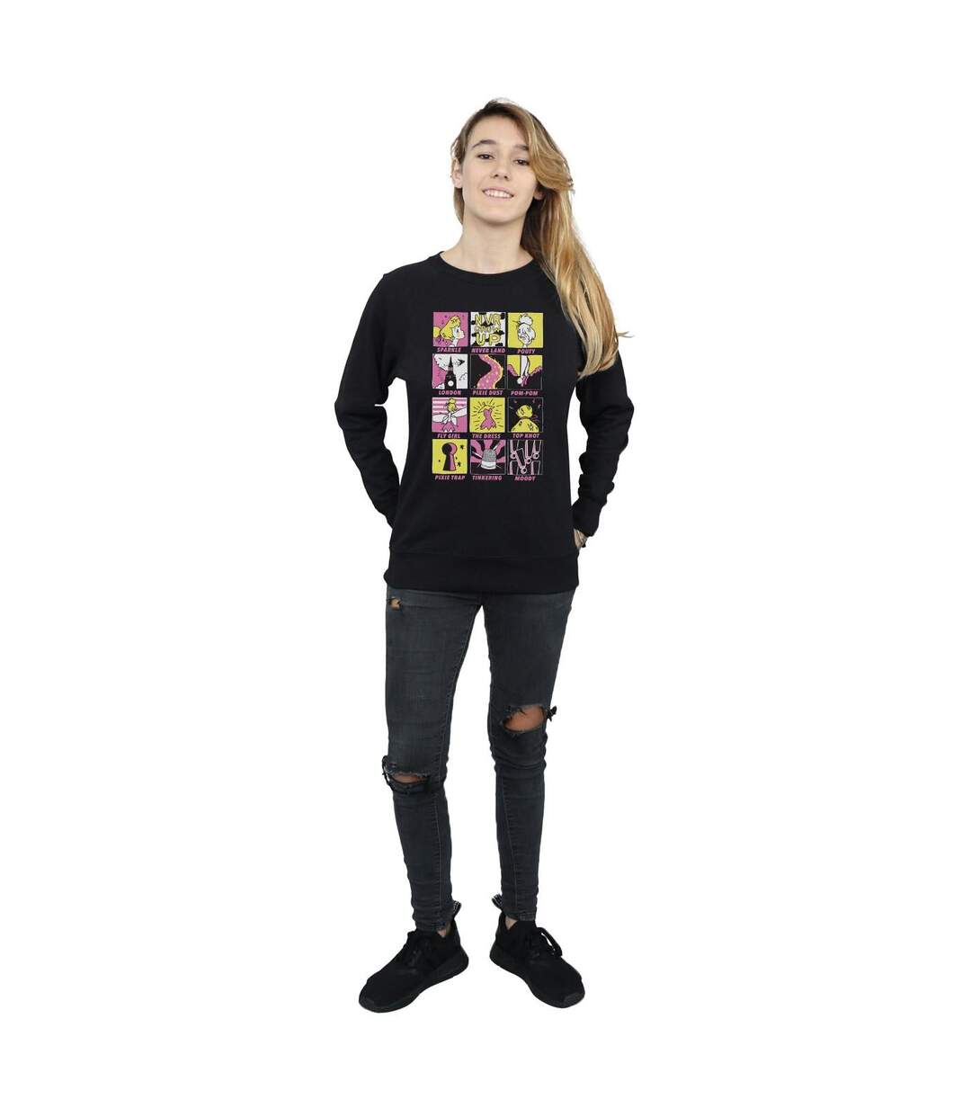 Disney Sweat Femme/Ladies Tinkerbell Squares (Noir) - UTBI40898-4