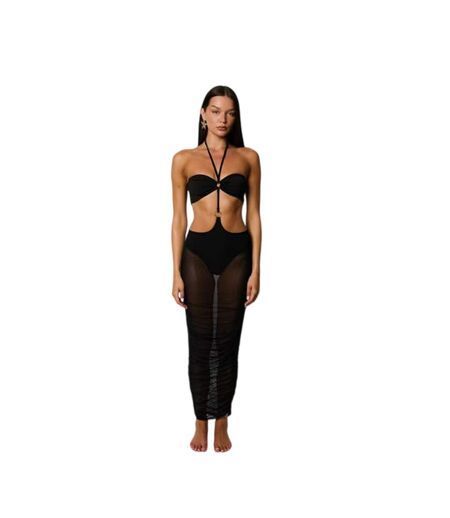Robe Moulante Motif/style Mi-longue Femme Noir Honeyz
