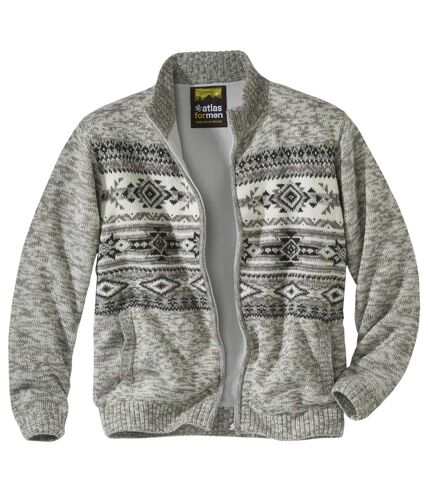 Pletený sveter na zips so žakárovým motívom
