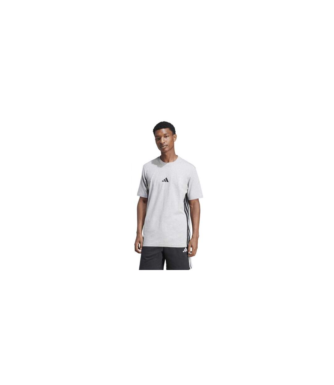 Mens Essentials Logo Single Jersey T-shirt Grey Black Adidas-1