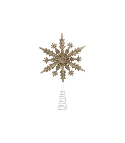 Cimier de Sapin Pailleté Flocon 23cm Or
