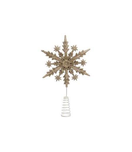Cimier de Sapin Pailleté Flocon 23cm Or