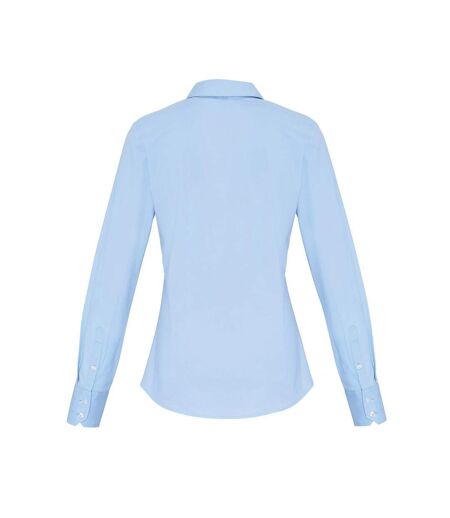Womens/ladies Poplin Stretch Long-sleeved Shirt Black Premier