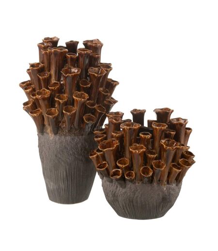 Vase en Porcelaine Anémone 28cm Marron