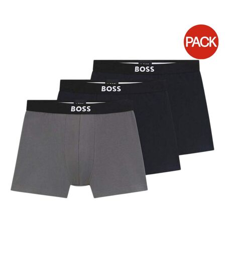 Lot De 3  Boxers Homme Gris Bleu Noir Boss