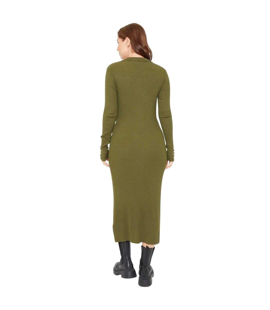 Robe Portefeuille Motif/style Mi-longue Femme Kaki Be You-2