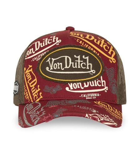 Casquette trucker imprimée avec filet et effet usé avec écusson Cafe Vondutch