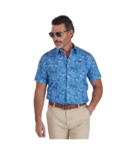 Chemise Manches Courtes Motif/style Palmier Bali Homme Bleu Ciel Raging Bull
