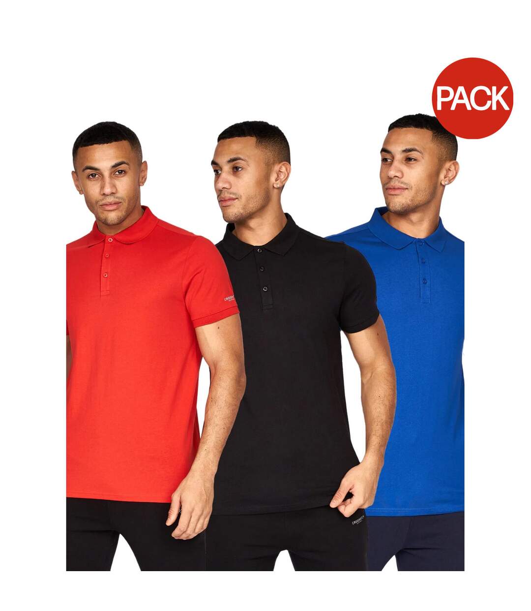 Polos traymax homme noir / bleu / rouge Crosshatch-1